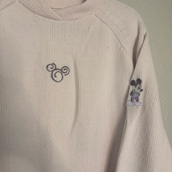 VTG Disney Store Y2K Sweater Light Pink Mickey Mouse Embroidery Disney Parks XL - Picture 2 of 9